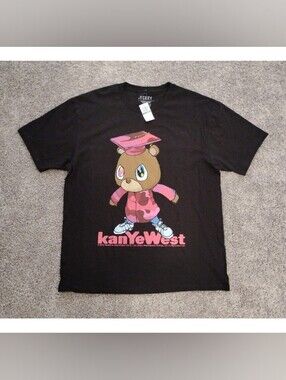 Kanye West Graduation Bear T-Shirt Size XL - Takashi Murakami Art Black Tee NWT